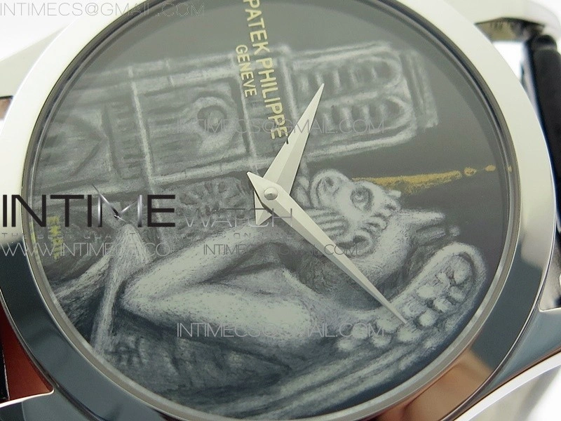 Classic 5077P-102 SS Case FLF Best Edition Real Enamel Dial 3 Black Leather strap Cal.240
