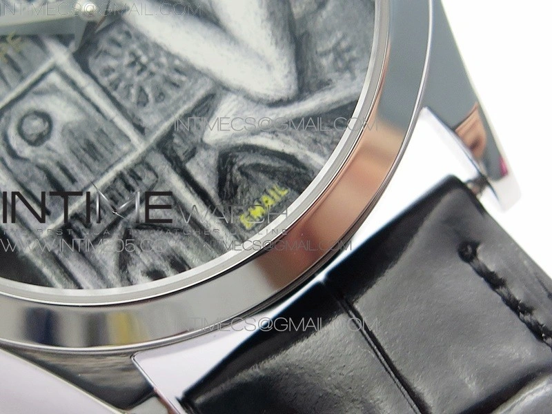 Classic 5077P-102 SS Case FLF Best Edition Real Enamel Dial 3 Black Leather strap Cal.240