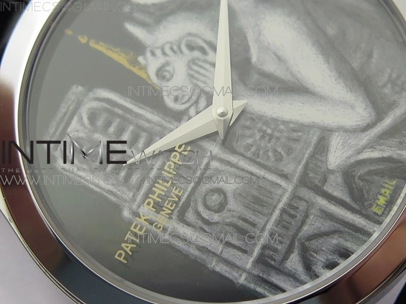Classic 5077P-102 SS Case FLF Best Edition Real Enamel Dial 3 Black Leather strap Cal.240