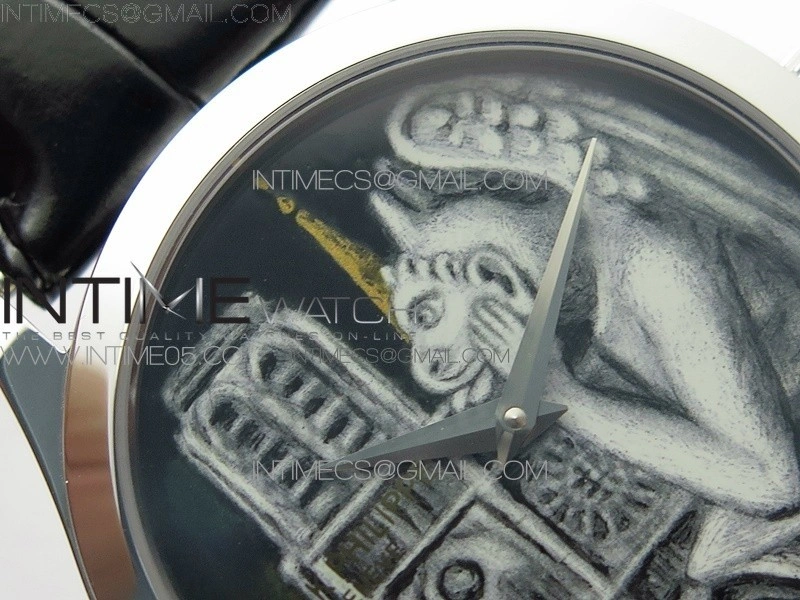 Classic 5077P-102 SS Case FLF Best Edition Real Enamel Dial 3 Black Leather strap Cal.240