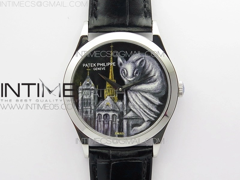 Classic 5077P-102 SS Case FLF Best Edition Real Enamel Dial 4 Black Leather strap Cal.240