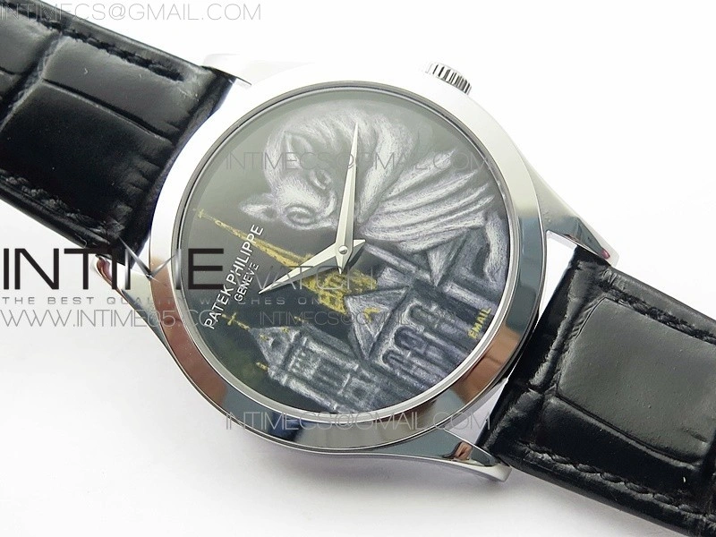 Classic 5077P-102 SS Case FLF Best Edition Real Enamel Dial 4 Black Leather strap Cal.240