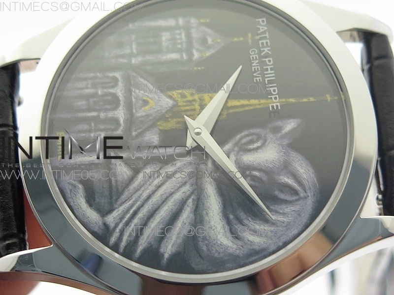 Classic 5077P-102 SS Case FLF Best Edition Real Enamel Dial 4 Black Leather strap Cal.240