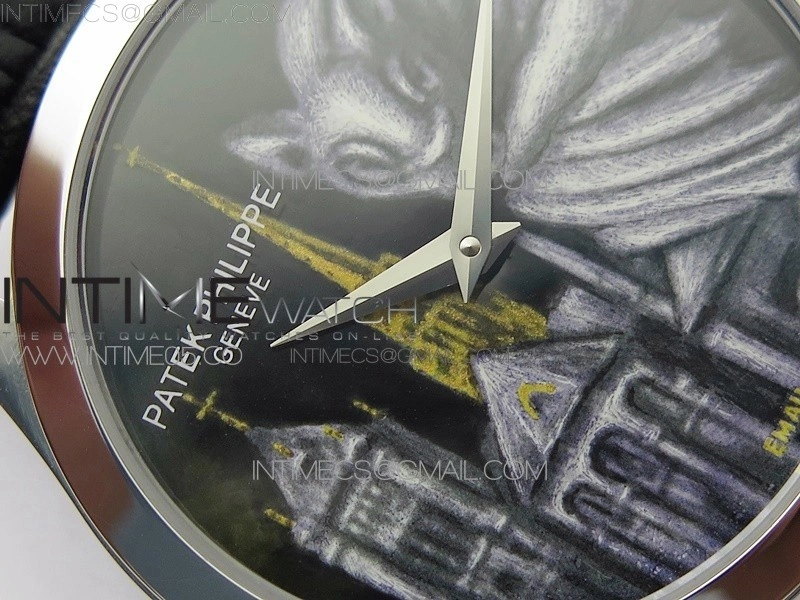 Classic 5077P-102 SS Case FLF Best Edition Real Enamel Dial 4 Black Leather strap Cal.240
