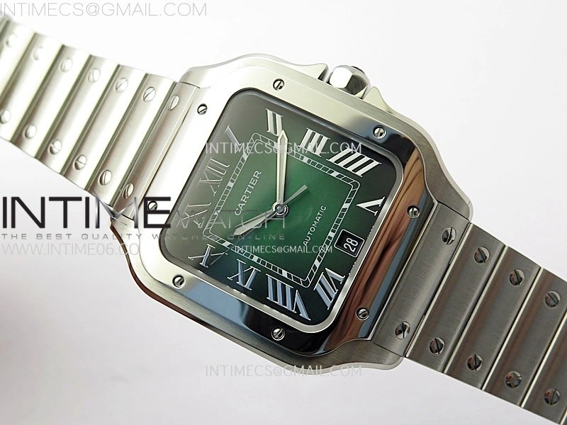 Santos de Cartier 40mm SS 2018 BVF 1:1 Best Edition Green Dial on SS SmartLinks Bracelet MIYOTA 9015