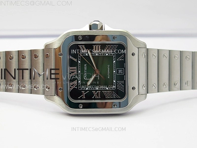 Santos de Cartier 40mm SS 2018 BVF 1:1 Best Edition Green Dial on SS SmartLinks Bracelet MIYOTA 9015