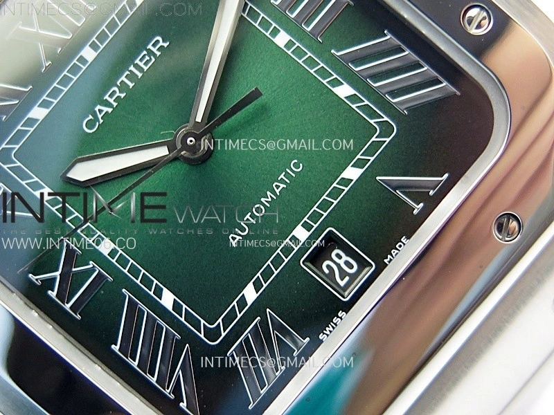 Santos de Cartier 40mm SS 2018 BVF 1:1 Best Edition Green Dial on SS SmartLinks Bracelet MIYOTA 9015