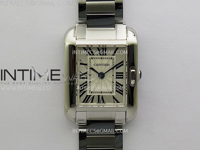 Tank Anglaise 30mm SS 8848F 1:1 Best Edition White Dial Roman Marker on SS Bracelet Ronda Quartz
