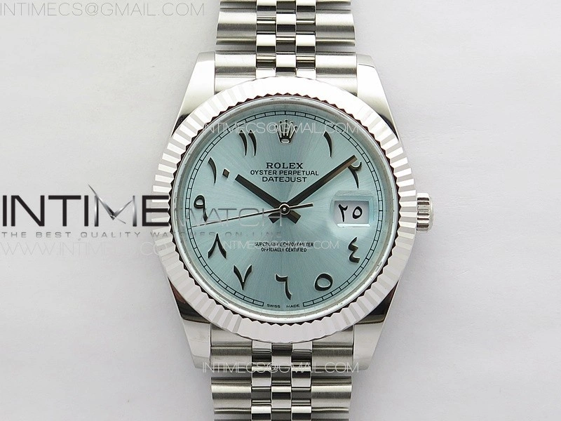 DateJust 41 126334 SS GMF 1:1 Best Edition Ice Blue Dial Arabic Markers on Jubilee Bracelet