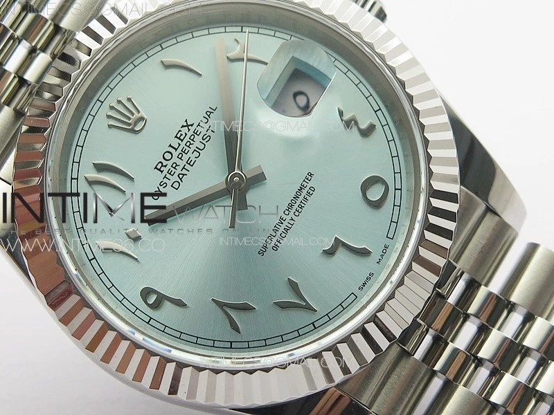 DateJust 41 126334 SS GMF 1:1 Best Edition Ice Blue Dial Arabic Markers on Jubilee Bracelet