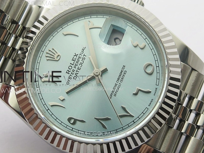 DateJust 41 126334 SS GMF 1:1 Best Edition Ice Blue Dial Arabic Markers on Jubilee Bracelet
