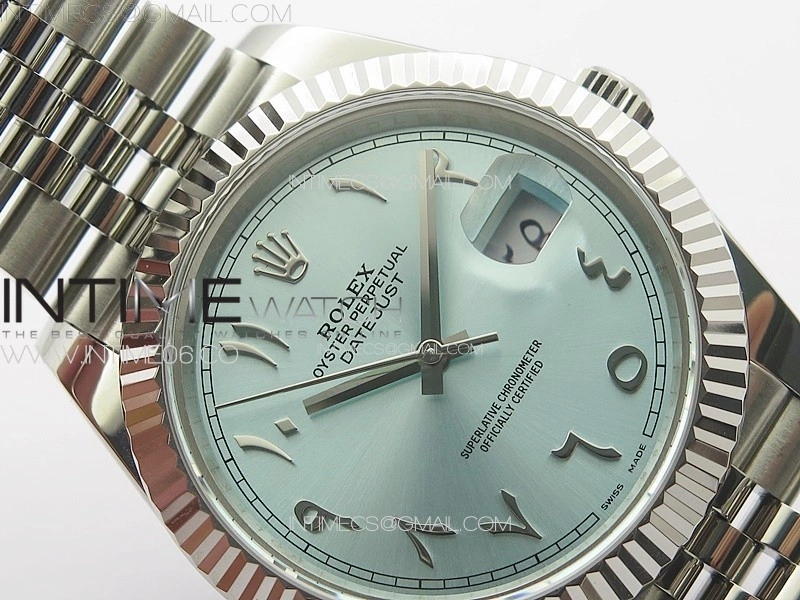 DateJust 41 126334 SS GMF 1:1 Best Edition Ice Blue Dial Arabic Markers on Jubilee Bracelet