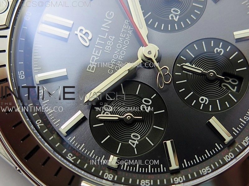 Chronomat B01 42mm SS TF 1:1 Best Edition Blue Dial Black Subdial on Black Rubber Strap A7750