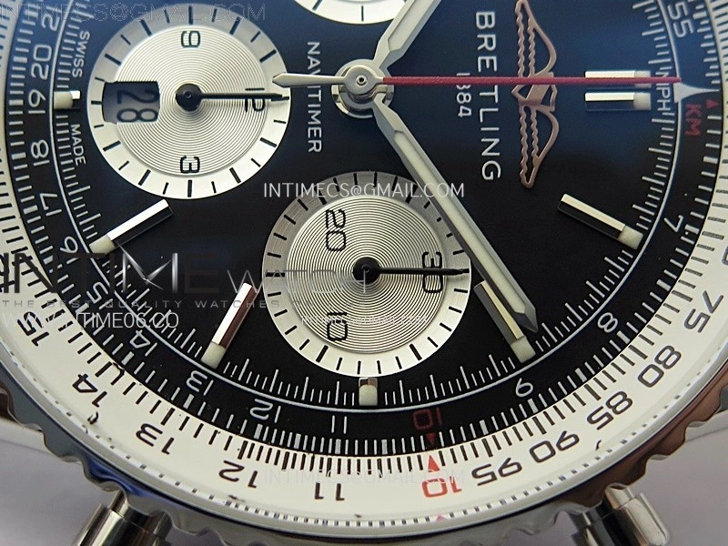 Navitimer B01 43mm SS B50 Best Edition Black Dial White Subdial On Black Leather Strap A7750