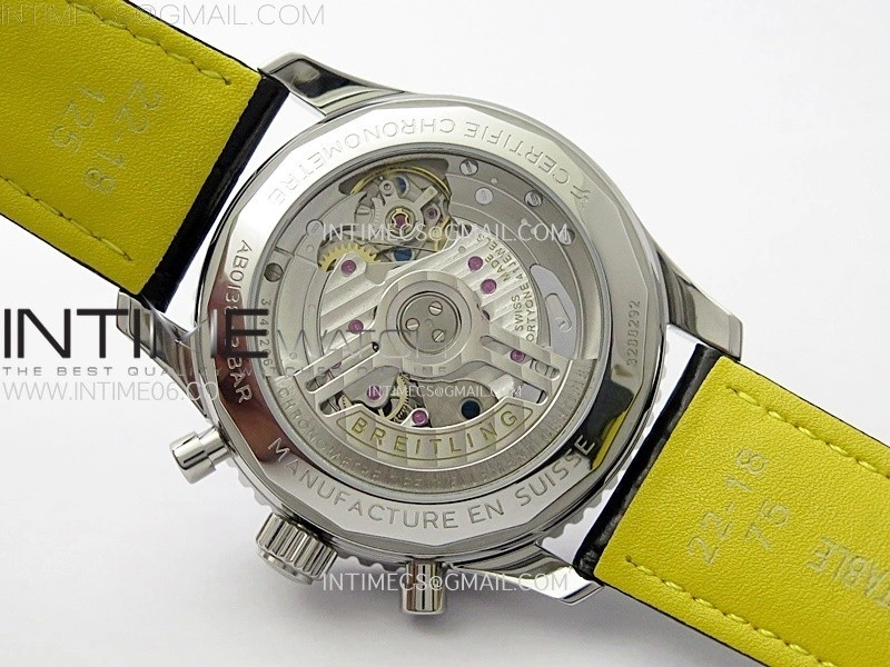Navitimer B01 43mm SS B50 Best Edition Green Dial Black Subdial On Black Leather Strap A7750