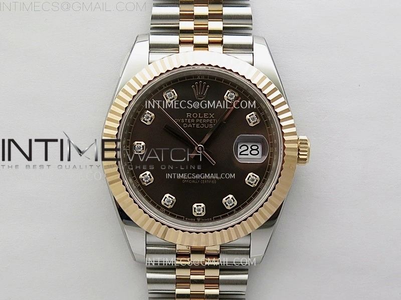 DateJust 41mm 126331 904 SS RG AR+F 1:1 Brown Dial Diamonds Markers On SS RG Jubilee Bracelet DD3235 V2