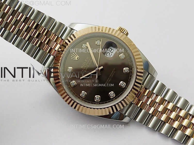DateJust 41mm 126331 904 SS RG AR+F 1:1 Brown Dial Diamonds Markers On SS RG Jubilee Bracelet DD3235 V2