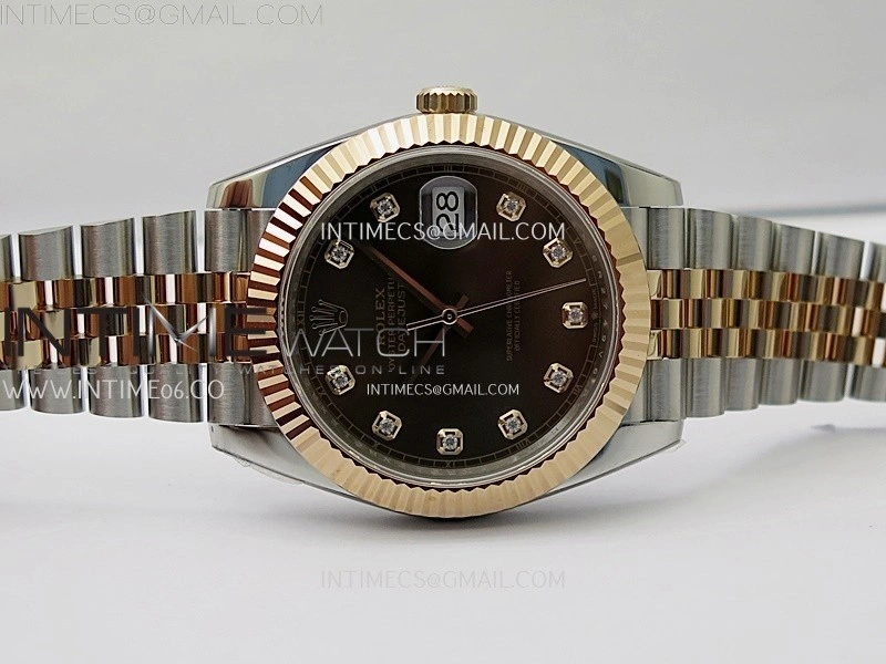 DateJust 41mm 126331 904 SS RG AR+F 1:1 Brown Dial Diamonds Markers On SS RG Jubilee Bracelet DD3235 V2
