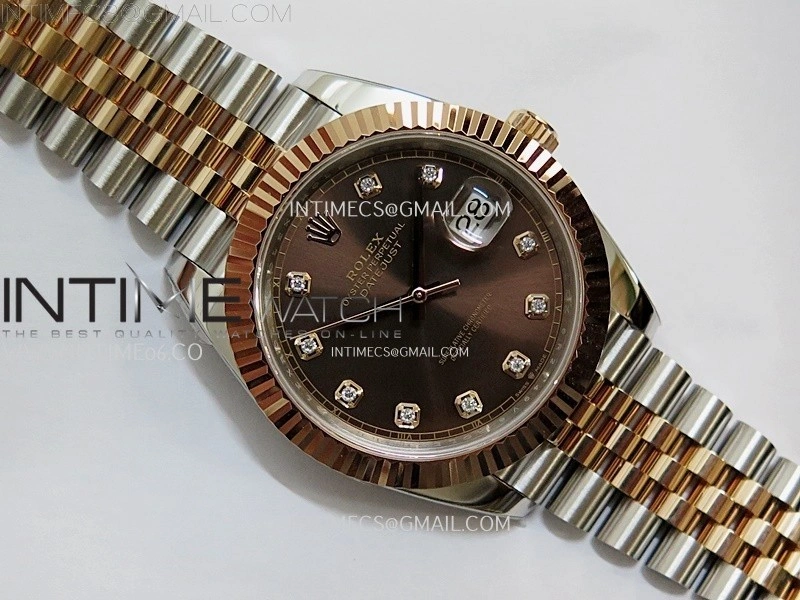 DateJust 41mm 126331 904 SS RG AR+F 1:1 Brown Dial Diamonds Markers On SS RG Jubilee Bracelet DD3235 V2