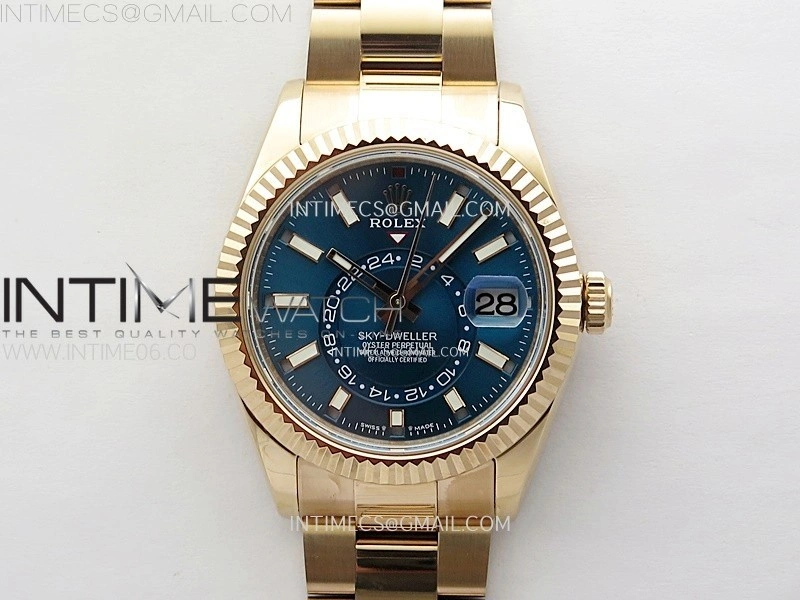 Sky-Dweller 326931 904L RG Noob 1:1 Best Edition Blue Dial on RG Oyster Bracelet Asian 23J to 9001