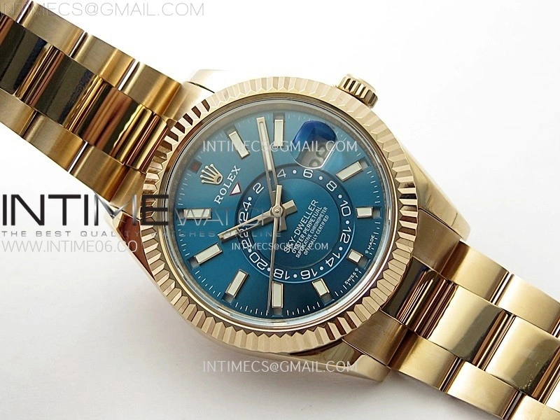 Sky-Dweller 326931 904L RG Noob 1:1 Best Edition Blue Dial on RG Oyster Bracelet Asian 23J to 9001