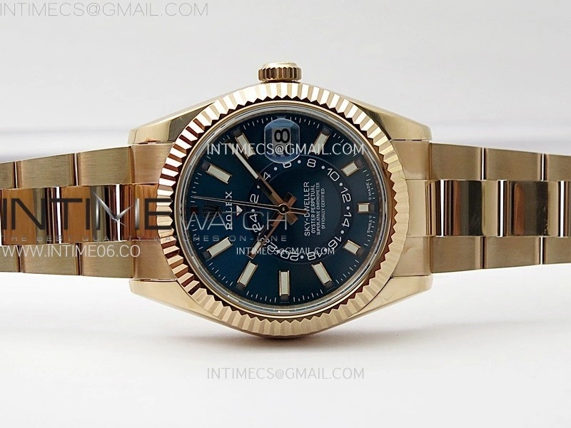 Sky-Dweller 326931 904L RG Noob 1:1 Best Edition Blue Dial on RG Oyster Bracelet Asian 23J to 9001
