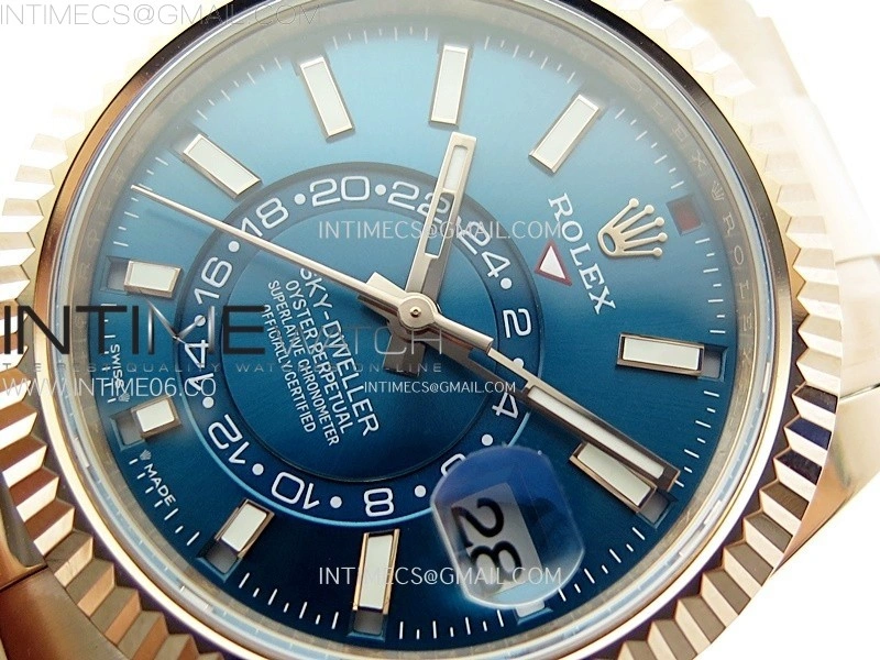 Sky-Dweller 326931 904L RG Noob 1:1 Best Edition Blue Dial on RG Oyster Bracelet Asian 23J to 9001