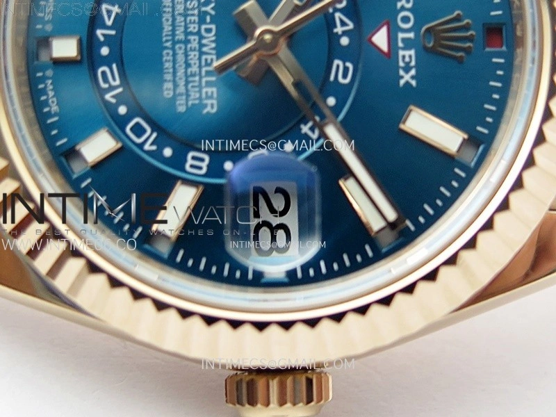 Sky-Dweller 326931 904L RG Noob 1:1 Best Edition Blue Dial on RG Oyster Bracelet Asian 23J to 9001
