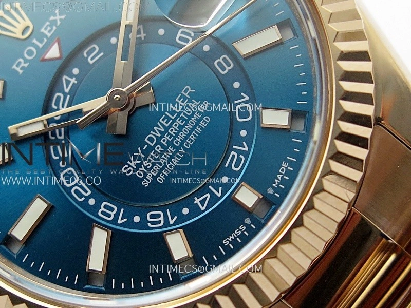 Sky-Dweller 326931 904L RG Noob 1:1 Best Edition Blue Dial on RG Oyster Bracelet Asian 23J to 9001