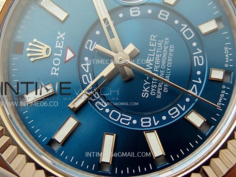 Sky-Dweller 326931 904L RG Noob 1:1 Best Edition Blue Dial on RG Oyster Bracelet Asian 23J to 9001