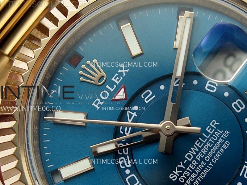 Sky-Dweller 326931 904L RG Noob 1:1 Best Edition Blue Dial on RG Oyster Bracelet Asian 23J to 9001