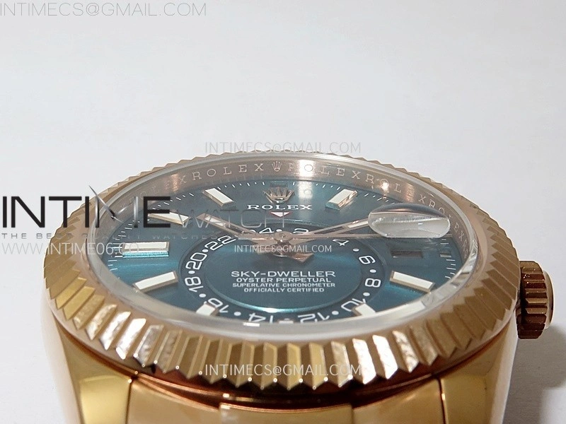 Sky-Dweller 326931 904L RG Noob 1:1 Best Edition Blue Dial on RG Oyster Bracelet Asian 23J to 9001