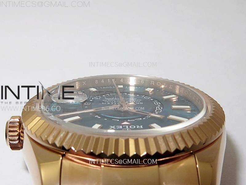 Sky-Dweller 326931 904L RG Noob 1:1 Best Edition Blue Dial on RG Oyster Bracelet Asian 23J to 9001