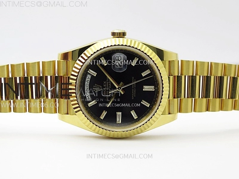 Day Date 228238 40mm 904L YG 1:1 AR+F Best Edition Black Dial T Diamonds Markers on YG President Bracelet SA3255