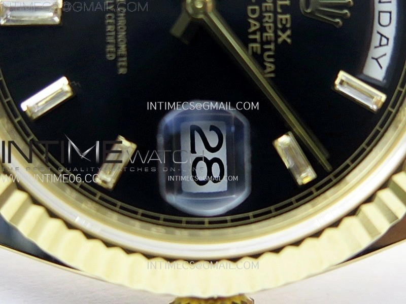 Day Date 228238 40mm 904L YG 1:1 AR+F Best Edition Black Dial T Diamonds Markers on YG President Bracelet SA3255