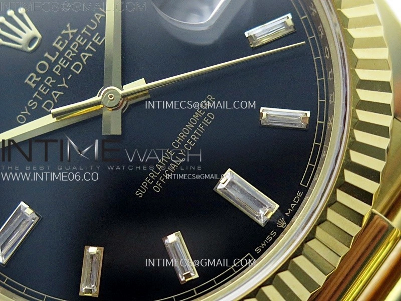 Day Date 228238 40mm 904L YG 1:1 AR+F Best Edition Black Dial T Diamonds Markers on YG President Bracelet SA3255