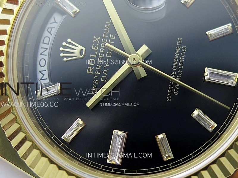 Day Date 228238 40mm 904L YG 1:1 AR+F Best Edition Black Dial T Diamonds Markers on YG President Bracelet SA3255