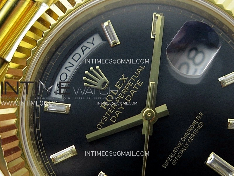 Day Date 228238 40mm 904L YG 1:1 AR+F Best Edition Black Dial T Diamonds Markers on YG President Bracelet SA3255
