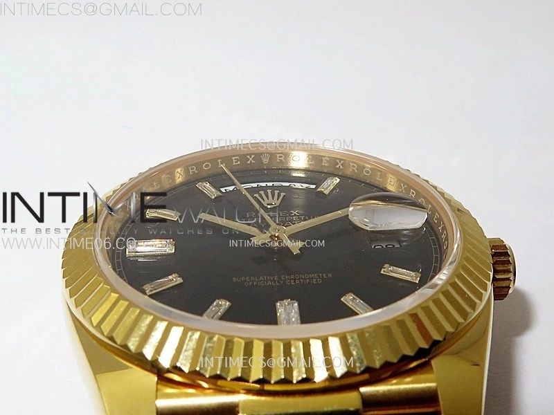 Day Date 228238 40mm 904L YG 1:1 AR+F Best Edition Black Dial T Diamonds Markers on YG President Bracelet SA3255