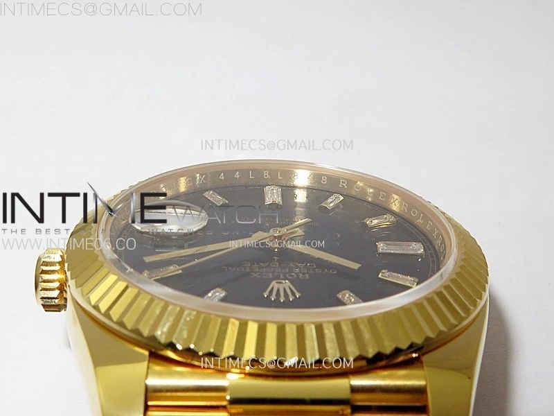 Day Date 228238 40mm 904L YG 1:1 AR+F Best Edition Black Dial T Diamonds Markers on YG President Bracelet SA3255