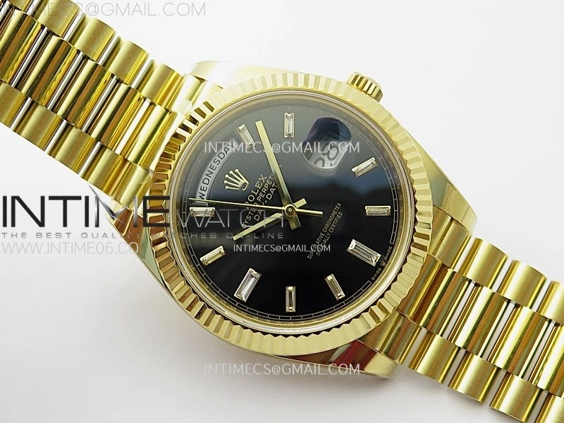 Day Date 228238 40mm 904L YG 1:1 AR+F Best Edition Black Dial T Diamonds Markers on YG President Bracelet SA3255
