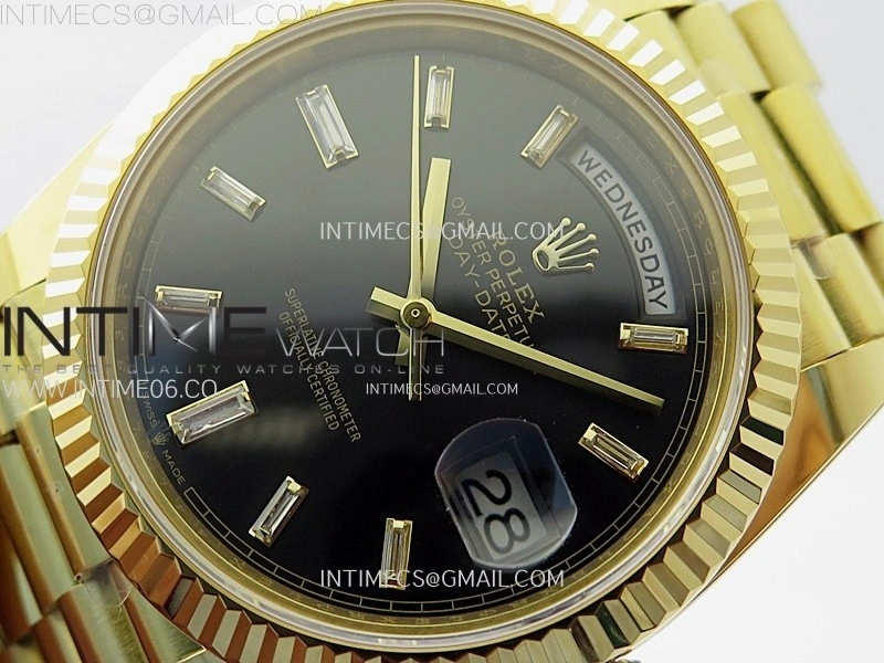 Day Date 228238 40mm 904L YG 1:1 AR+F Best Edition Black Dial T Diamonds Markers on YG President Bracelet SA3255