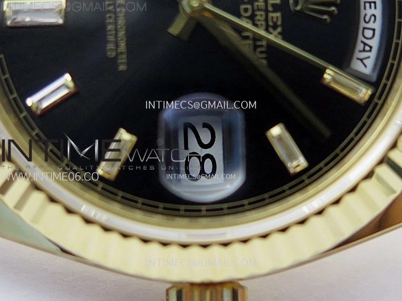 Day Date 228238 40mm 904L YG 1:1 AR+F Best Edition Black Dial T Diamonds Markers on YG President Bracelet SA3255