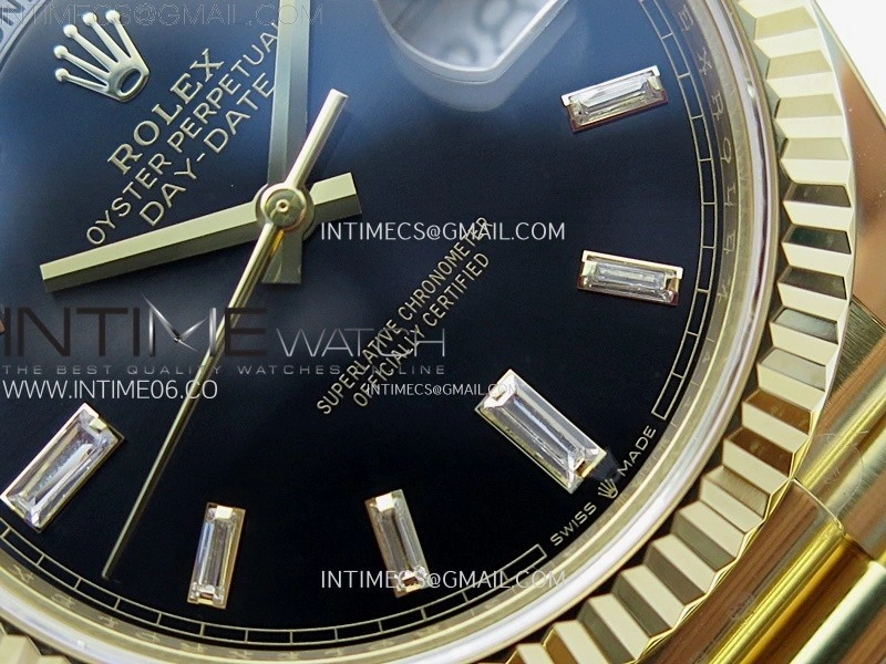 Day Date 228238 40mm 904L YG 1:1 AR+F Best Edition Black Dial T Diamonds Markers on YG President Bracelet SA3255