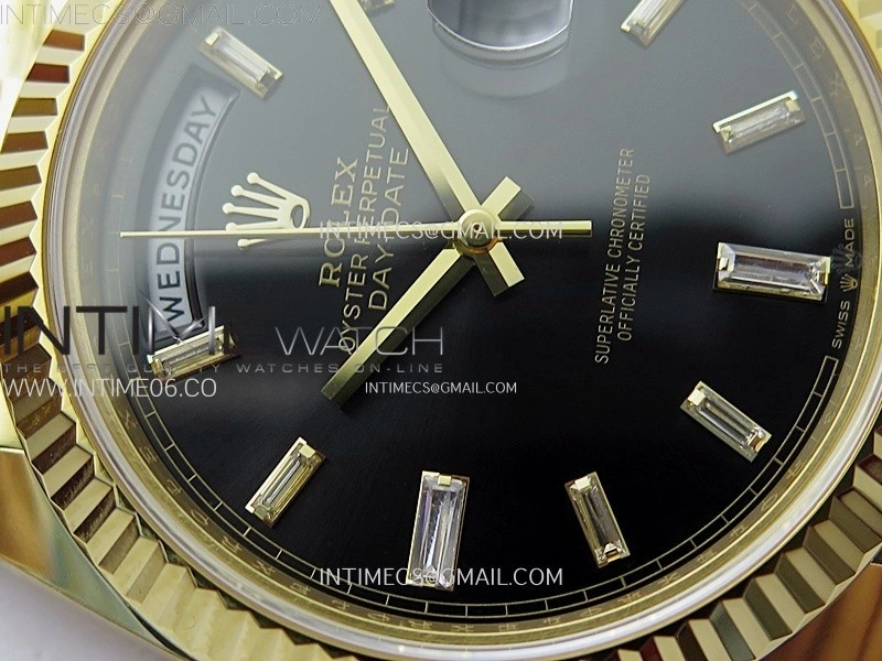 Day Date 228238 40mm 904L YG 1:1 AR+F Best Edition Black Dial T Diamonds Markers on YG President Bracelet SA3255