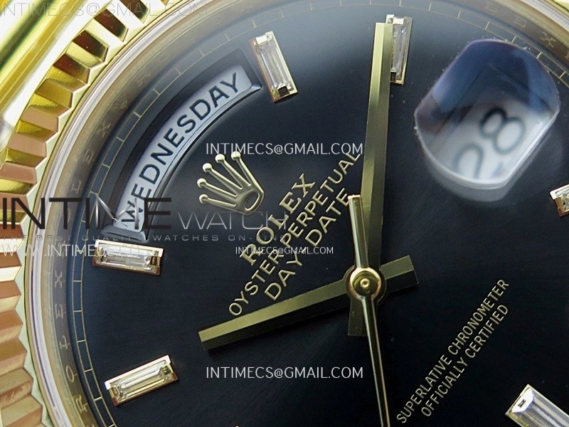 Day Date 228238 40mm 904L YG 1:1 AR+F Best Edition Black Dial T Diamonds Markers on YG President Bracelet SA3255