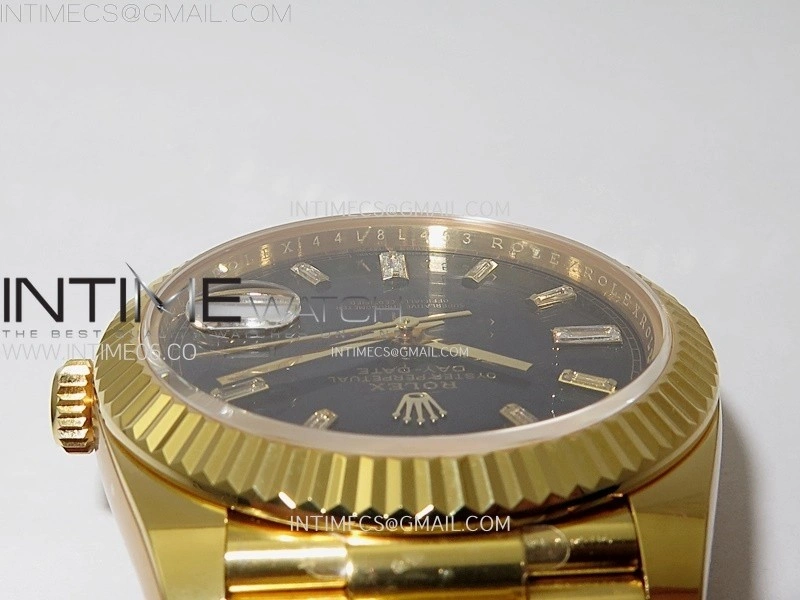 Day Date 228238 40mm 904L YG 1:1 AR+F Best Edition Black Dial T Diamonds Markers on YG President Bracelet SA3255