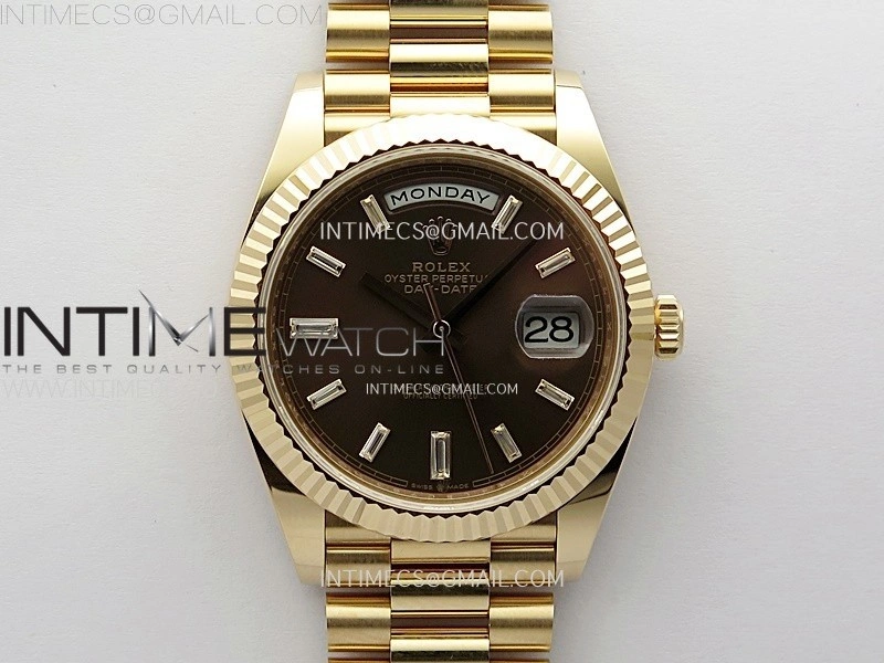 Day Date 228235 40mm 904L RG 1:1 AR+F Best Edition Brown Dial T Diamonds Markers on RG President Bracelet SA3255