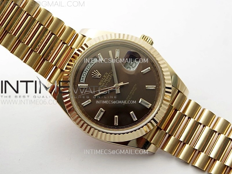 Day Date 228235 40mm 904L RG 1:1 AR+F Best Edition Brown Dial T Diamonds Markers on RG President Bracelet SA3255