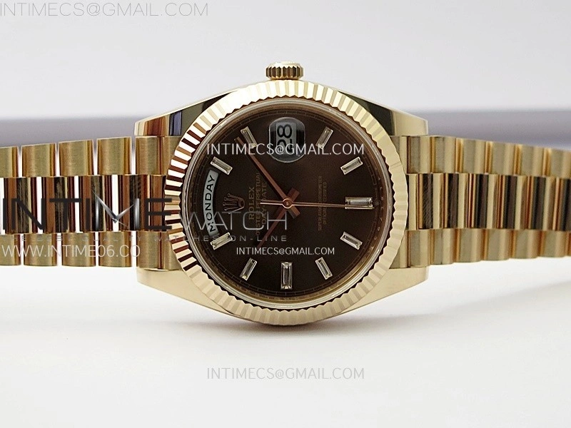 Day Date 228235 40mm 904L RG 1:1 AR+F Best Edition Brown Dial T Diamonds Markers on RG President Bracelet SA3255
